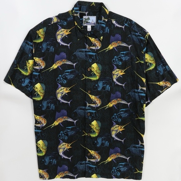 Other - Vintage Bluewater AFTCO Sword Fish Hot Rod Hawaiian Short Sleeve Shirt 2XL